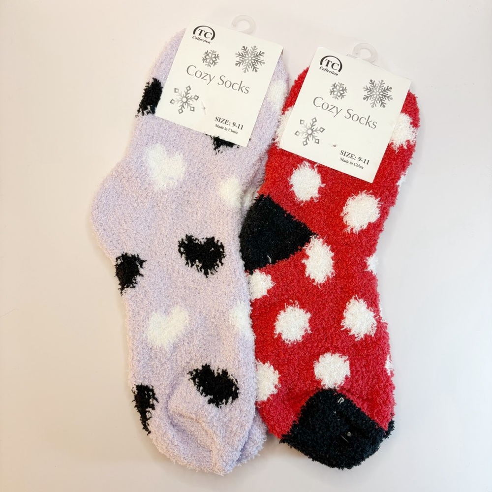 NWT Women’s Cozy Heart & Polka Dot Socks Set Size 9–11